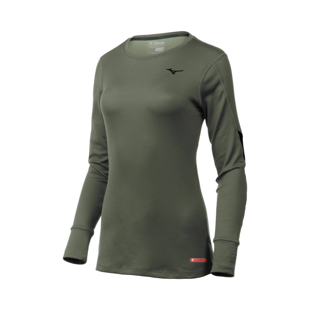 Womens Mizuno Breath Thermo® Long Sleeve Base Layer Green Philippines (VUFYGZ982)